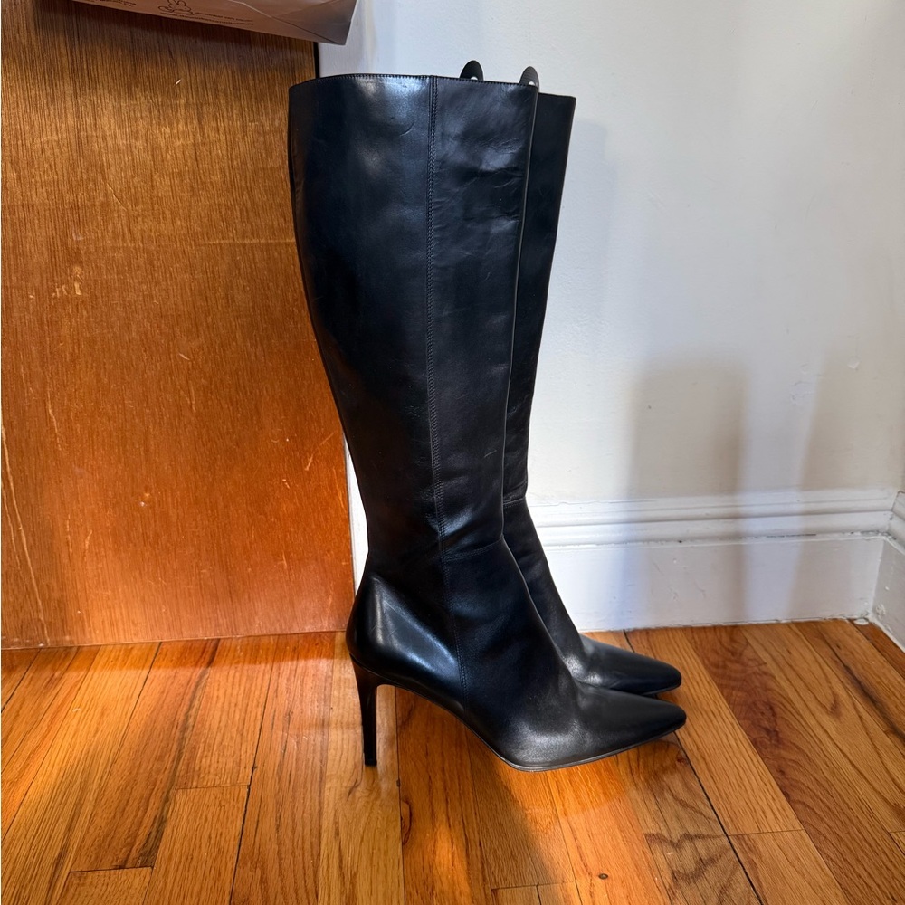 Coach knee high black leather boots